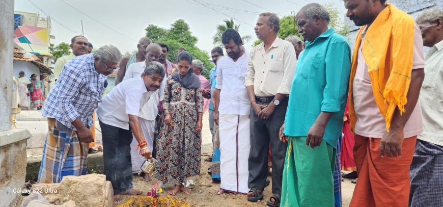 மருதன்வாழ்வில் 5 லட்சம் மதிப்பீட்டில் பேவர் பிளாக் சாலை அமைக்கும் பணி - சண்முகையா எம்எல்ஏ அடிக்கல் நாட்டி துவக்கி வைத்தார்.