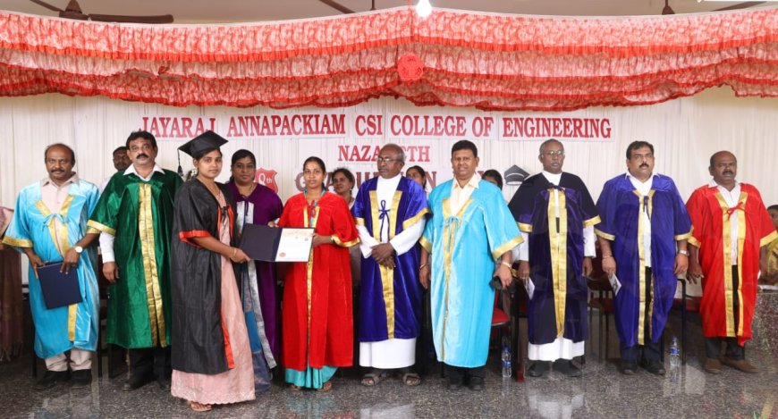 தூத்துக்குடி நாசரேத் திருமண்டலம் ஜெயராஜ் அன்னபாக்கியம் பொறியியல் கல்லூரியில் 18வது ஆண்டு பட்டமளிப்பு விழா நடைபெற்றது.