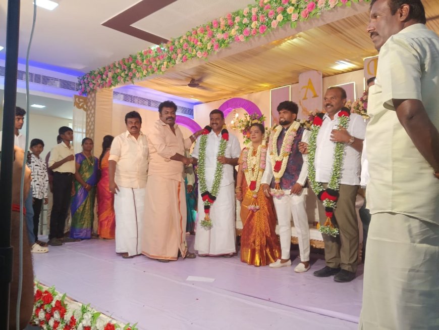 திமுக ஒன்றிய செயலாளர் இளையராஜா இல்ல திருமண விழா - எம்எல்ஏ,மேயர், அரசியல் பிரமுகர்கள் நேரில் வாழ்த்து!..